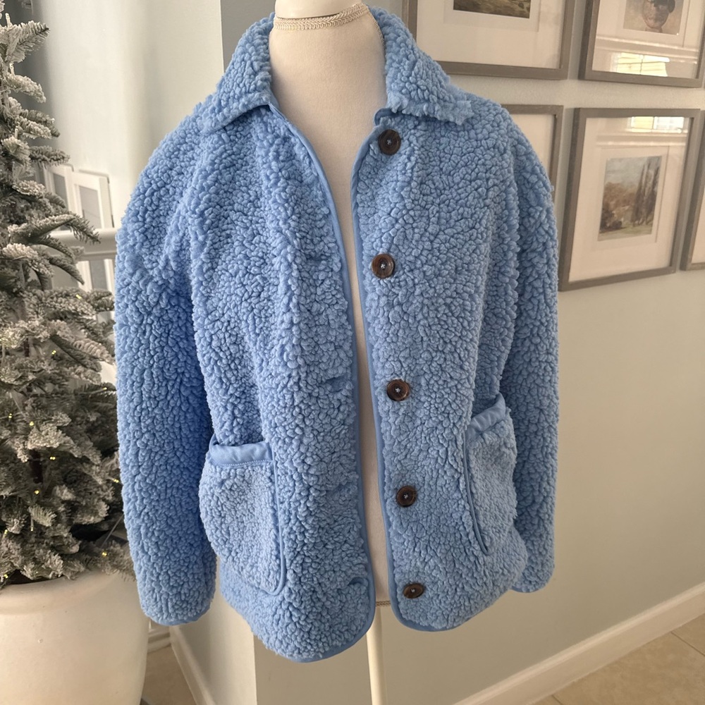 J. Crew Sky Blue shearling Jacket